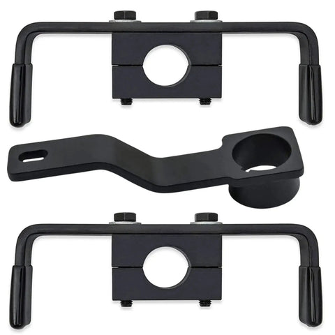3-piece black metal crankshaft positioning and camshaft holding tool kit with clamp blocks and curved lever