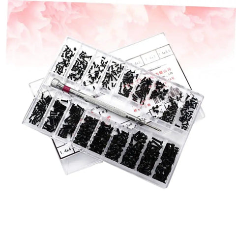 Two Pack 18 18 Specification Screw Set Miniature Flat Head Screws for Laptop Repair DIY Projects with storage box