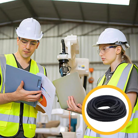 Flexible graphite compression packing coil, black, 0.24 in diameter, 5.5 yards, for mechanical seals and pump valves.