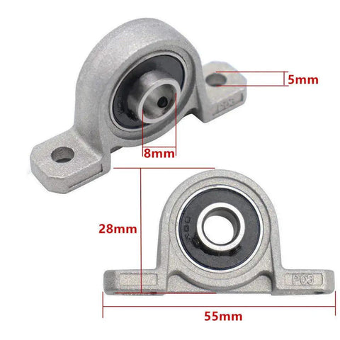 Ten Pack Pillow Block Bearings With 8 Mm Bore Ball Mounted Inserts In Zinc Alloy Beefy Heavy Duty Industrial Grade 55 X 28 X 13 Mm Size