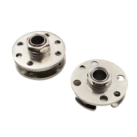 Adjustable torque disk hinge dampers, pair, silver metal with flange mounting holes