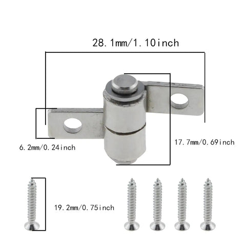 Close-up of 4Pcs Torque Hinge Shaft 29mm with 8 screws, showing dimensions and metal construction for cabinets and equipment doors.