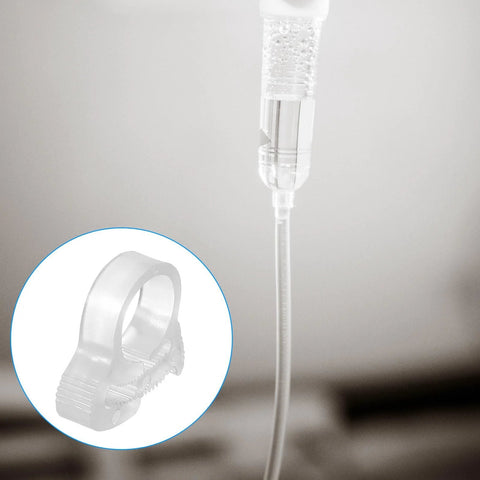 4 Pcs Clear Plastic Hose Clamps With Half Inch Interface Heavy Duty Double Snap Grip Ratcheting Adjustable Clamp installed on tube
