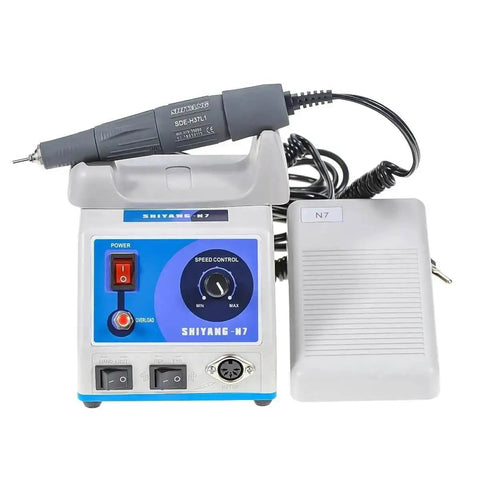 Pro Grade Micro Motor Polisher N7 S04 For Lab Use, Quick Change Burs System, with foot pedal and control unit, for dental precision.