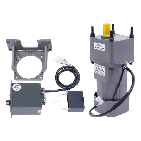 250W 110V AC Gear Motor with Variable Speed Controller and Mounting Bracket, Single Phase Gear Reducer, Compact Size for DIY Automation