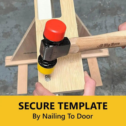 4 Inch Hinge Mortising Template With One Quarter Inch Radius Corners For Doors, Pro Grade Router Jig used on wood surface.