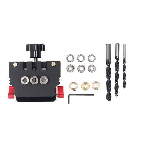 3 In 1 Dowel Jig Kit Self Centering With 6mm 8mm 10mm Drill Bits Aluminum Alloy Drill Guides For Precise Woodworking And Flat Pack Furniture Assembly For DIYers And Home Woodworking Projects