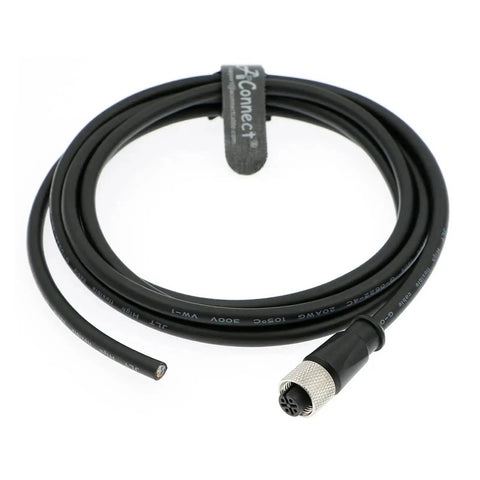 4 Pin M12 A Code Female Straight Connector Aviation Socket Cable for Industrial Cameras and Sensors, 10m, screw thread, flying lead