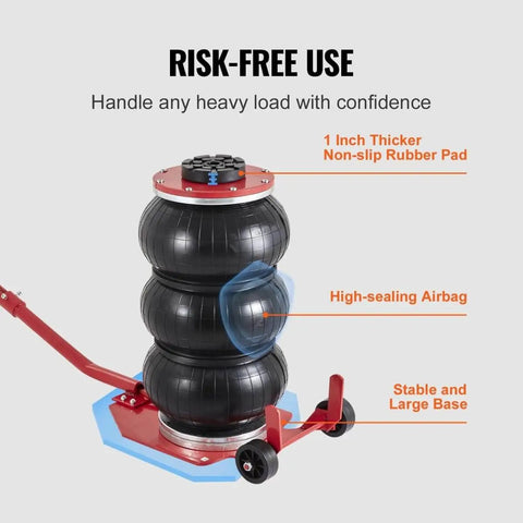 Three Ton Triple Bag Air Jack With Six Steel Tubes Lifts Up To 17.7 Inches In 3 To 5 Seconds Fast Pneumatic Lift For Cars shown