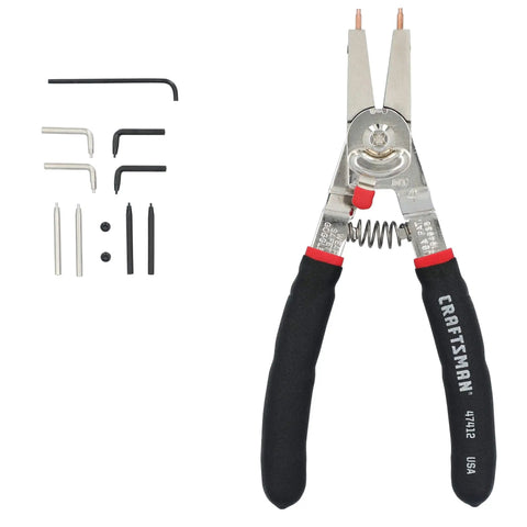 Retaining Ring Pliers With Color Coded Interchangeable Tips And Hex Key In Handy Pouch Built Tough Cushion Grips viewed front