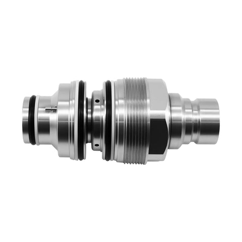 RABROPAR hydraulic connect coupler male plug, silver metal with threaded body and seals.