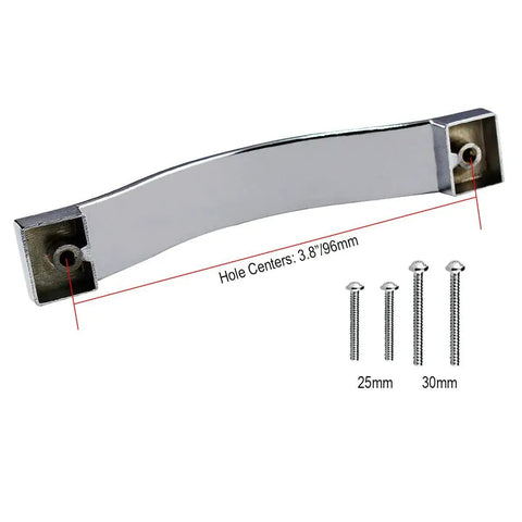 Crystal Rhinestone Cabinet Handles And Knob Pull Set In Silver Zinc Alloy with 3.8 inch hole centers, shown with screws.