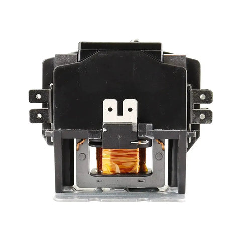 Front view of 2 Pole 40 Amp AC Contactor With 240V Coil for heavy-duty motors in HVAC, lighting, refrigeration, and heat pumps, UL listed.