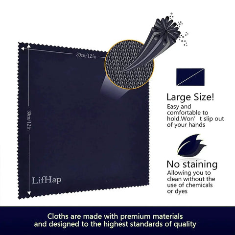 Extra Large Microfiber Cleaning Cloths 12x12 For Glasses Screens Cameras 6 Pack, close-up showing texture and material details