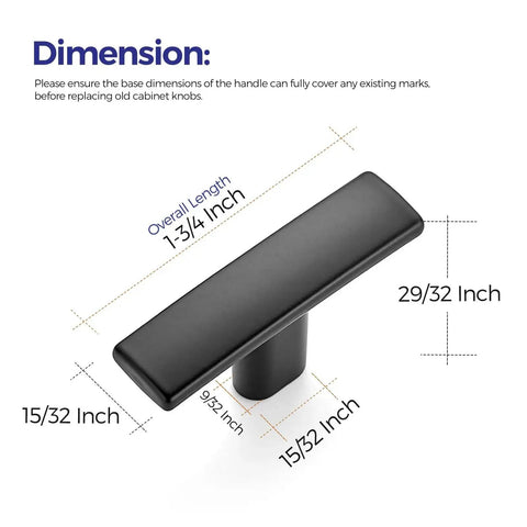 Dimensions of Curved Matte Black Cabinet Pulls 10 Pack For Kitchen And Home Cabinets 1.75 Inch Length