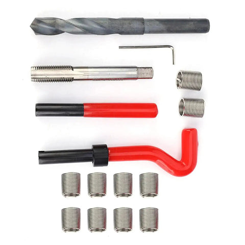 Fifteen Piece Stainless Steel Helicoil Thread Insert Repair Kit M14x1.5 Drill Set for Radiators Automotive Parts