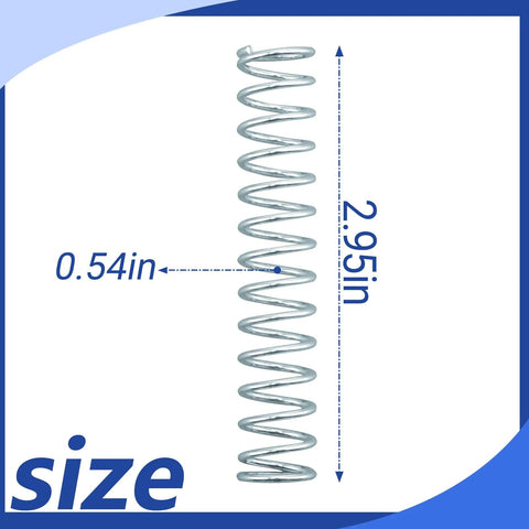 Compression spring, nickel-plated steel, 0.051 in wire diameter, 9/16 in OD, 3 in long for appliances and automotive
