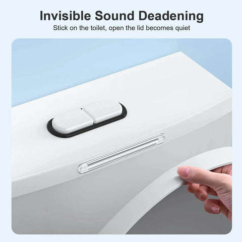 Clear Silicone Cabinet Door Bumper With Strong Adhesive 3M Backing installed on toilet lid for sound deadening