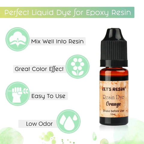 Vibrant 16 Color Epoxy Resin Pigment Set 0.35oz Each Liquid Dye For Resin Coloring Jewelry Making And Art Diy Crafts Perfect For Resin Artists And Hobbyists With A Wide Palette From Black White Sky Blue Sapphire Blue And Ruby Red single orange dye bottle with highlights