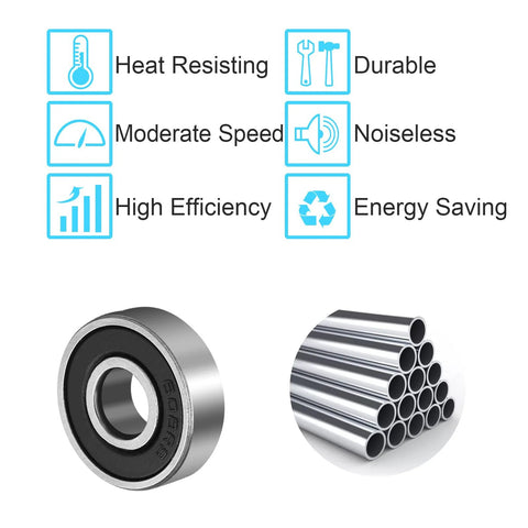 608-2RS ball bearings, 8x22x7 mm, rubber-sealed shielded, 4-pack for skateboards and inline skates