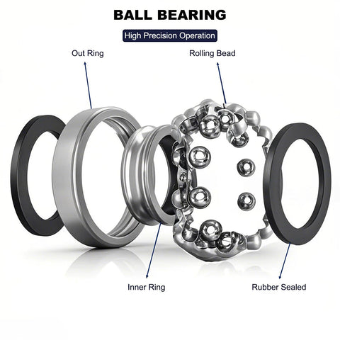 Ball bearing 6202-2RS deep groove, 15x35x11 mm, double rubber seals, pre-lubricated, exploded view.