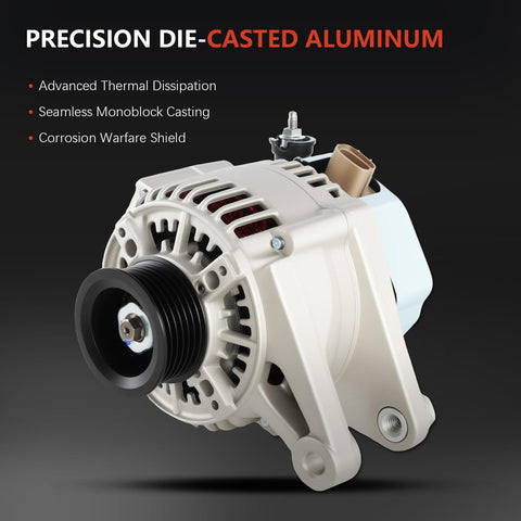 Beefed-Up Alternator Replacement For Toyota Corolla Matrix Celica MR2 Spyder And Pontiac Vibe 2000-2008 1.8L 80 Amp 6 Groove Pulley