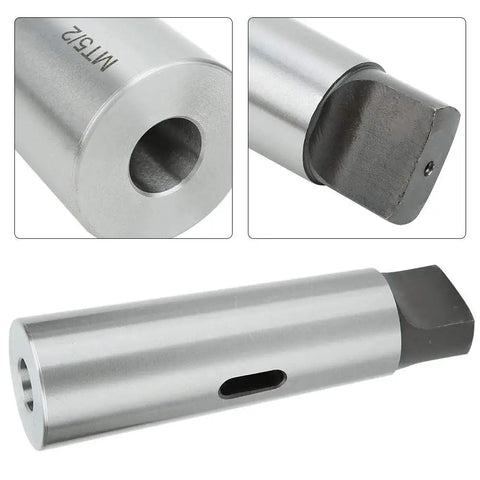 MT5 to MT2 taper reducing drill sleeve, machined steel, front view showing MT5 bore