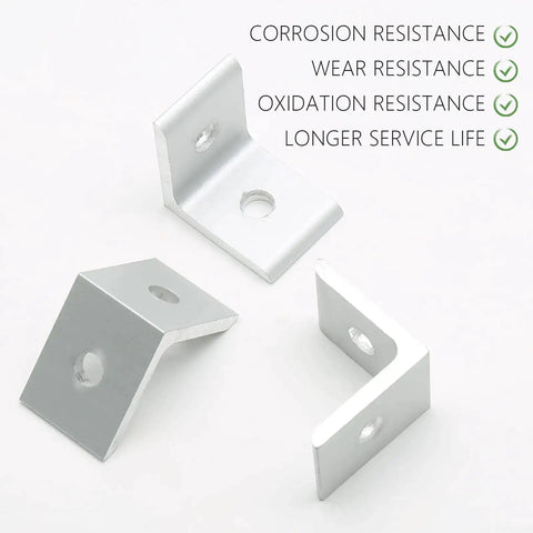 10Pcs 3030 Inside Corner Bracket Gusset For Aluminum Extrusion Silver 2 Hole L Bracket Connector With 6mm Slot Durable Aluminum
