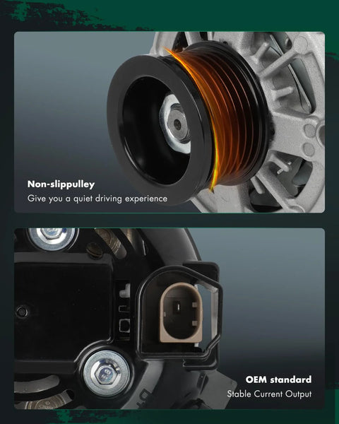 Beefy V6 3.5L 12V 130A High Output Alternator for Toyota Tacoma 2016-2021, showing 7-groove pulley and connector detail
