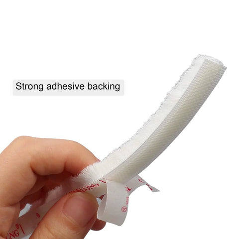 TORRAMI white fuzzy brush weatherstripping strip with self-adhesive backing for windows/doors, 11/32 in x 11/32 in x 16 ft