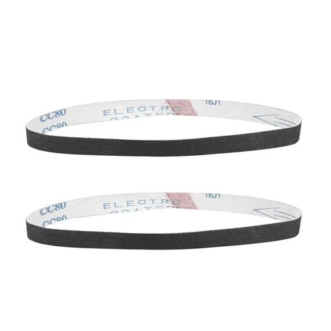 Two 20mm sanding belts for 20mm Pneumatic Air Belt Sander Polisher For Metal Wood Plastic, shown side by side on white background.