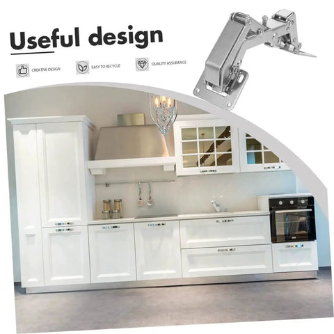 Heavy Duty Concealed Door Hinge Set For Fire Doors And Hidden Cabinets 2 Pack, displayed in a modern kitchen setting.