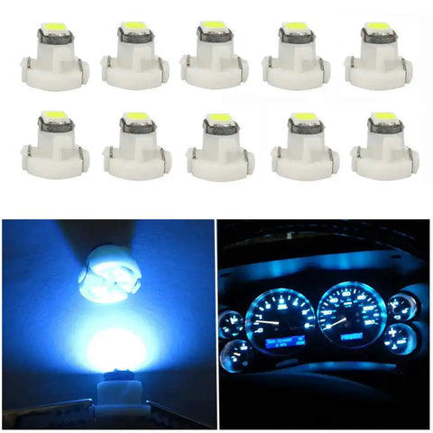 10 Pack Ultra Bright Ice Blue T3 Neo Wedge LED Bulbs With 8mm Base For Car Dash Instrument Cluster Lights 3030 SMD Chip Replacement Lamps