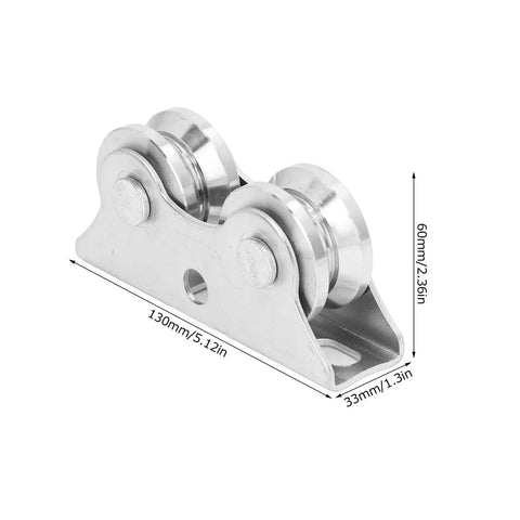 Groove Wheel V Shaped Detachable Track Gate Wheels With Double Bearing Caster And Bracket Made Of 45 Steel Heavy Duty