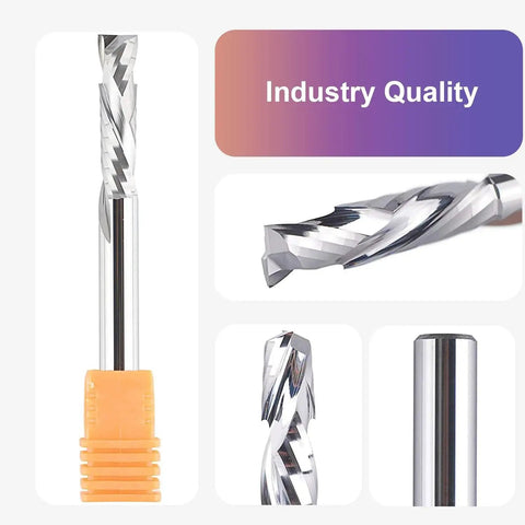 Compression Router Bits Set For CNC Woodworking With One Quarter Inch Shank And One Quarter Inch Cutting Diameter Carbide Up Down Cutters End Mills
