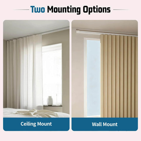 No Drill Adhesive Curtain Track With 10.5ft Ceiling And Wall Mount, Heavy Duty Curtain Rail Supports Up To 18lbs installation view