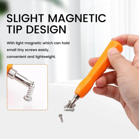 Video Doorbell Screwdriver Kit T6 T15 Torx Dual End Tool with orange handle and magnetic tip holding screws