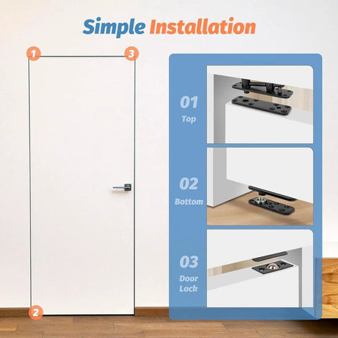 Concealed Door Pivot Hinge Set For Hidden Room And Secret Bookshelf Passage, Heavy Duty Up To 570 Lb Capacity, shown installed
