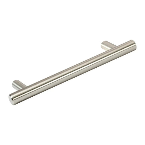 Contemporary Brushed Nickel Pull Handle Set 10 Pack 4-1/4 Inch Hole Centers Euro Style 5-13/16 Inch Overall Length Solid Construction