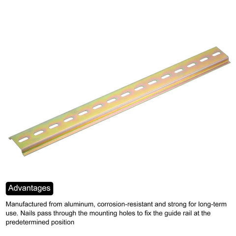 2 Pack DIN Rail Slotted Iron Mounting Guide 16 Inch Long 35mm Wide 7.5mm High Bronze Tone for Electrical Installations