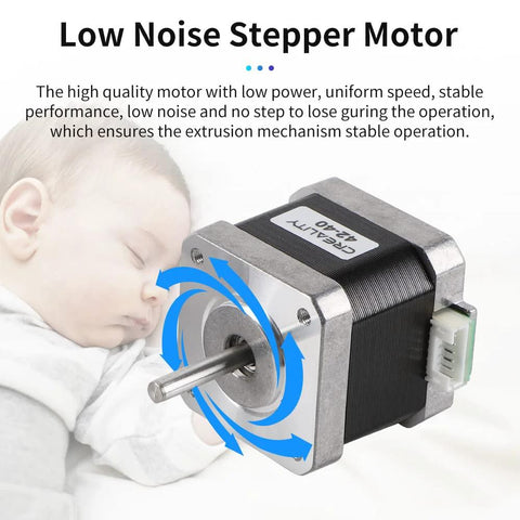 Creality 42-40 stepper motor for 3D printers, silver metal body with D-shape shaft