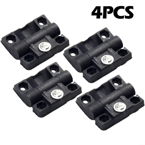 4-pack black plastic adjustable torque hinges with pre-drilled holes and screws