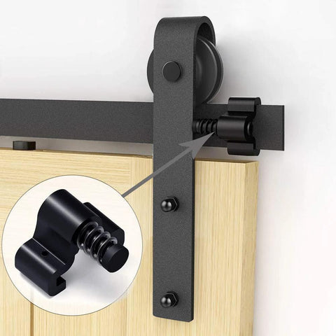 Two Pack Black Barn Door Roller Hangers No Track J Shape Ultra Quiet Nylon Wheel on wood door