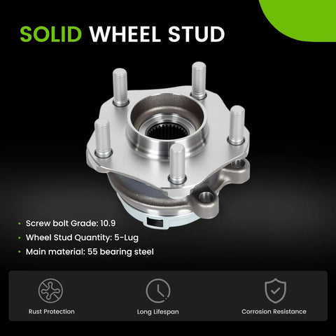 Two Pack Front Wheel Bearing Hub Assembly For 2009 2018 Murano 2013 2020 Pathfinder 2009 2021 Maxima 5-lug design