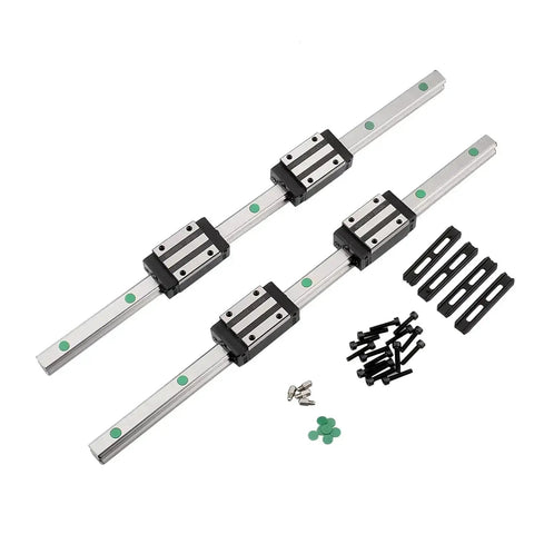 Two Pack 400mm HGR20 Linear Guide Rails With Four Bearing Blocks And One 400mm SFU1204 Ball Screw Kit For CNC Projects