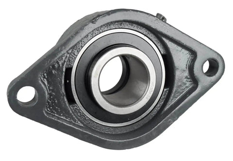 1-1/2 In Two Bolt Flange Bearing With Lock Collar Cam Lock Eccentric Inner Ring Cast Iron Housing Grease Zerk Shaft Mount