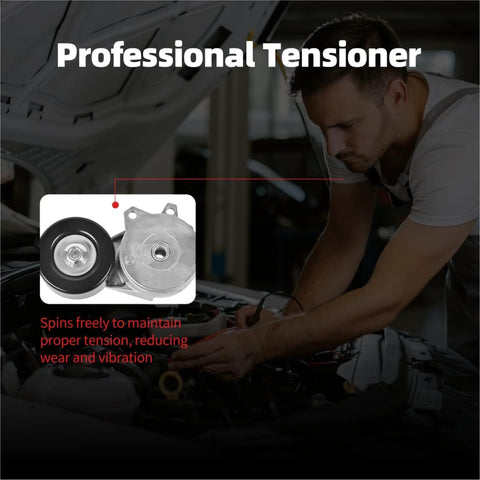 Mechanic installing Drop In Belt Tensioner Replacement For Nissan Juke 2011 To 2017, Sentra 2013 To 2019, Rogue Sport 2017 To 2022