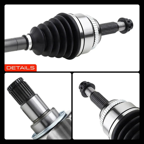 Close-up of CV Axle Shaft Assembly Front Left Driver Side For Toyota Camry 2002 To 2009 2.4L Gas Highlander with neoprene boot