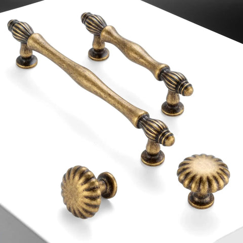 Set Of 10 Antique Brass Cabinet Pulls 3 Inch Center To Center Drawer Handles For Kitchen Cabinets Dresser Cupboard Bedroom And Bathroom Durable Solid Metal With Anti Rust Finish French Classical Style