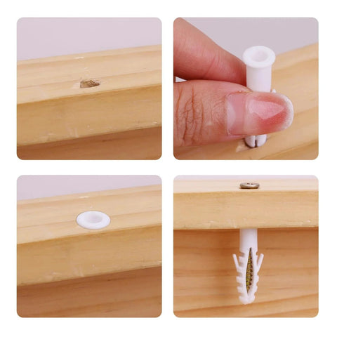 Set Of 100 White Plastic Wall Expansion Anchors 2.5 By 0.7 Cm Hollow Wall Plugs For Drywall installation in wood